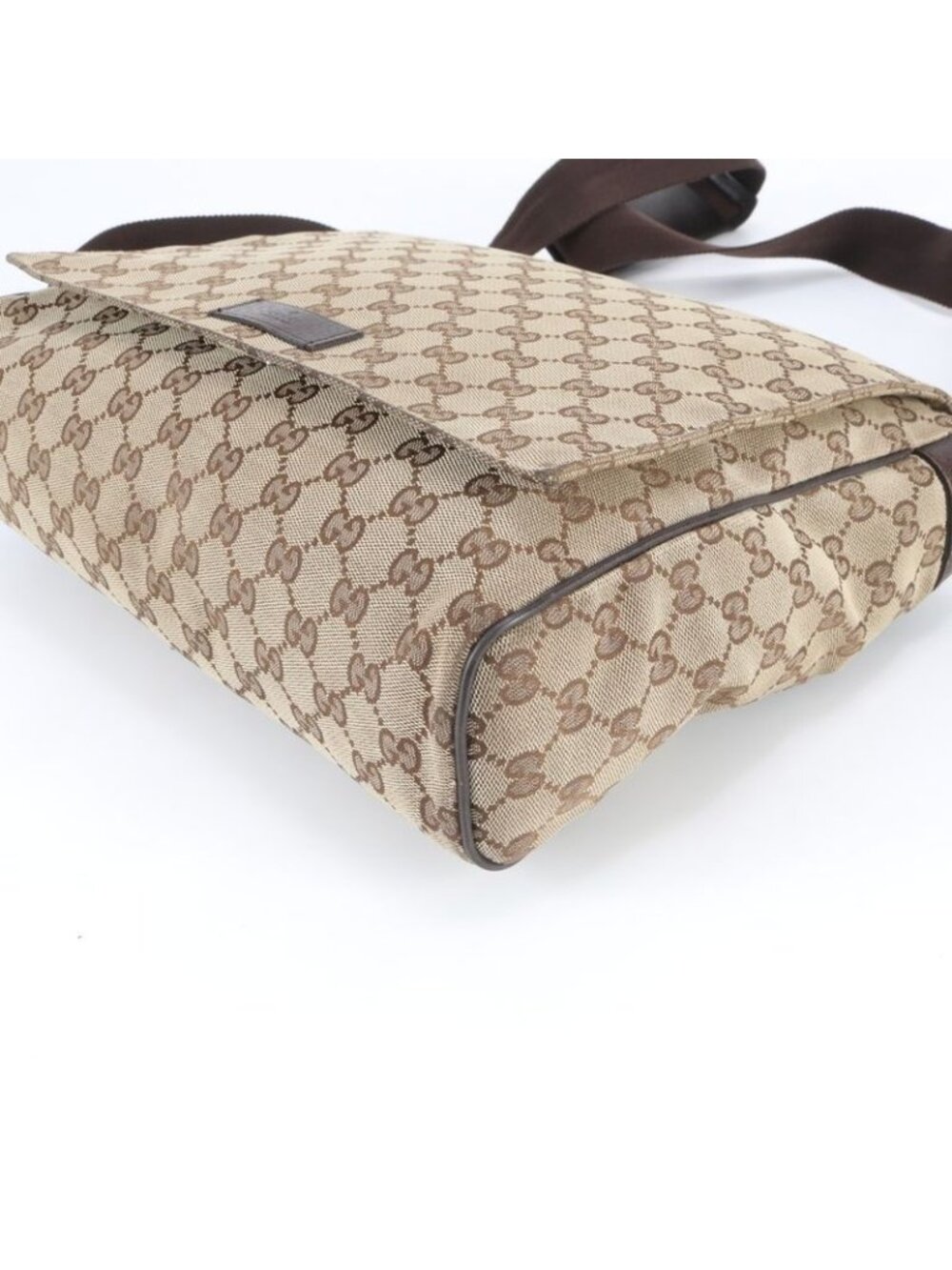 ★SOLD★ Gucci GG Canvas Leather Shoulder Bag Crossbody Messenger Brown - Picture 5 of 9